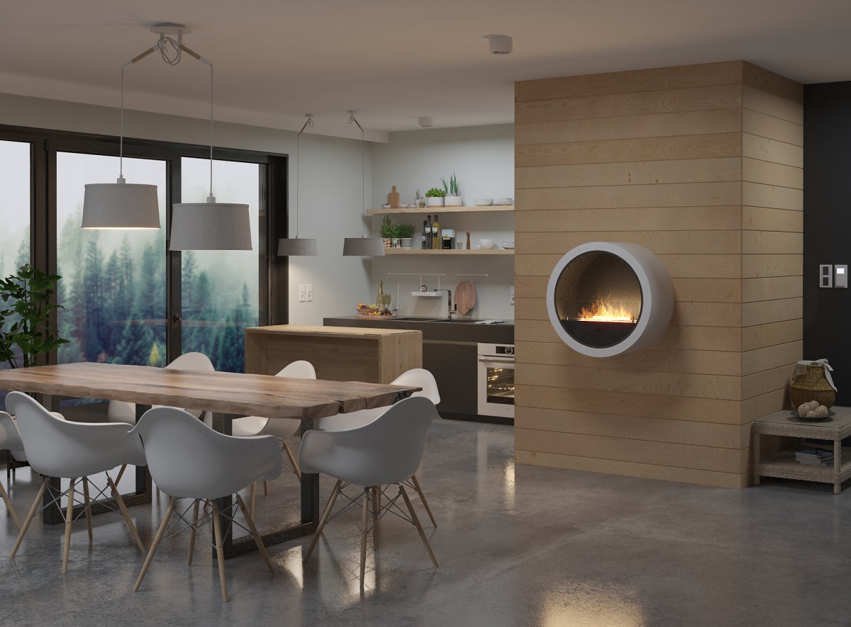 incyrcle white scena1 - Free-standing wood-burning stove DECOR C with oven. Honey ceramics