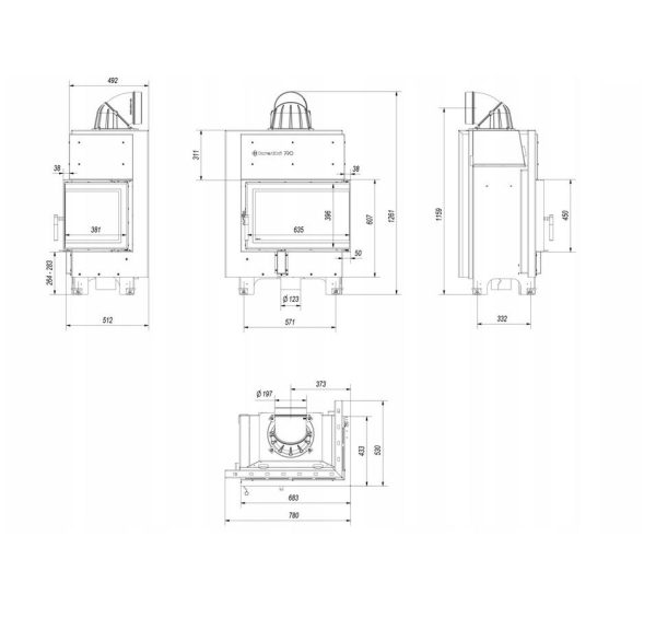 MBM10prawy 600x565 - Kominek powietrzny narożny MBM 10 prawy BS