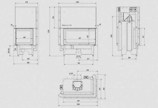 Nadia 15prawy gilotyna 600x411 - Fireplace insert NADIA 14 right BS guillotine