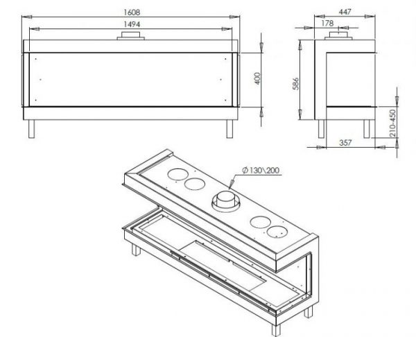 b 600x486 - Wkład kominkowy gazowy Ortal Clear 150 TS