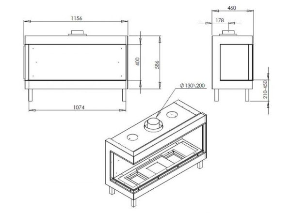 id 2 23be3ad0 600x440 - Wkład kominkowy gazowy Ortal Clear 110 RS prawy /LS lewy
