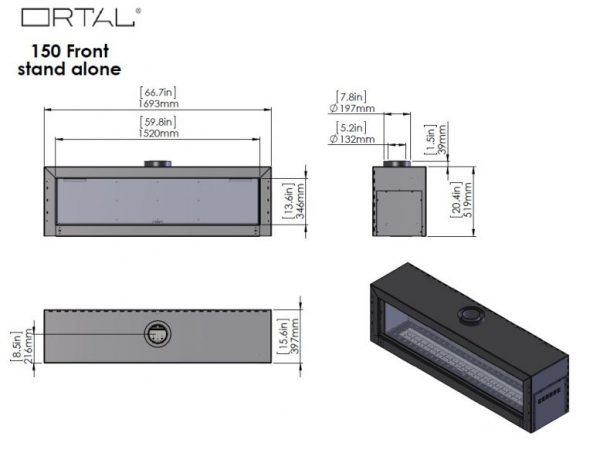 id 2 2c4b1315 600x463 - Wkład kominkowy gazowy Ortal Stand Alone 150
