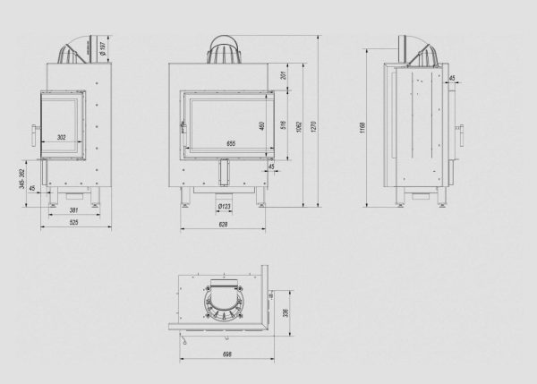 lucy 12prawy 600x429 - Fireplace insert LUCY 12 right BS