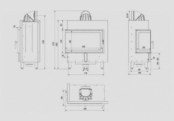 lucy 14 lewy 600x418 - Fireplace insert LUCY 14 left BS