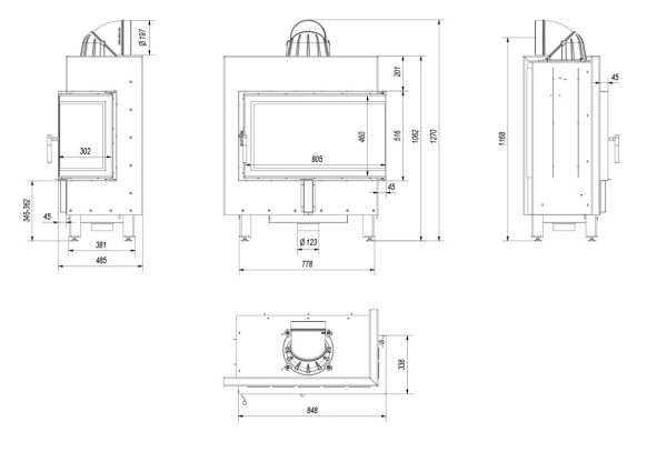 lucy 14 prawy 600x407 - Fireplace insert LUCY 14 right BS