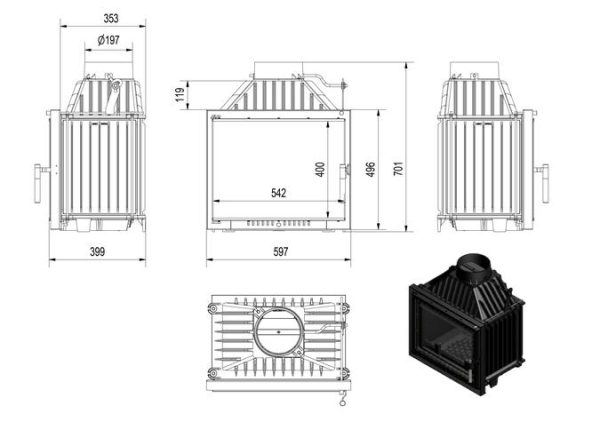 maja 8 deco 600x422 - Wkład kominkowy Maja 8kW  DECO