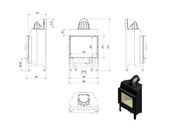 nadia 10 600x461 - Fireplace insert NADIA 10