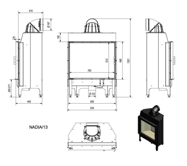nadia 13 600x533 - Fireplace insert NADIA 13