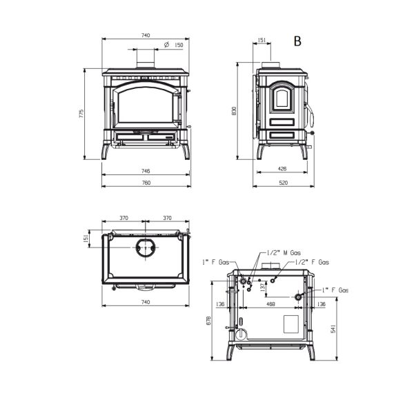 TermoisottaDSA wymiar 600x599 - LaNordica Extraflame TermoIsotta D.S.A.