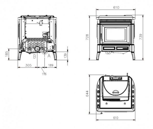 b shop5 114 600x507 - Żeliwny piecyk na pelet LaNordica  Teodora Evo