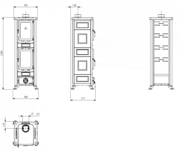 b shop5 86 600x509 - Piec kominkowy  na drewno z piekarnikiem LaNordica Fulvia Forno