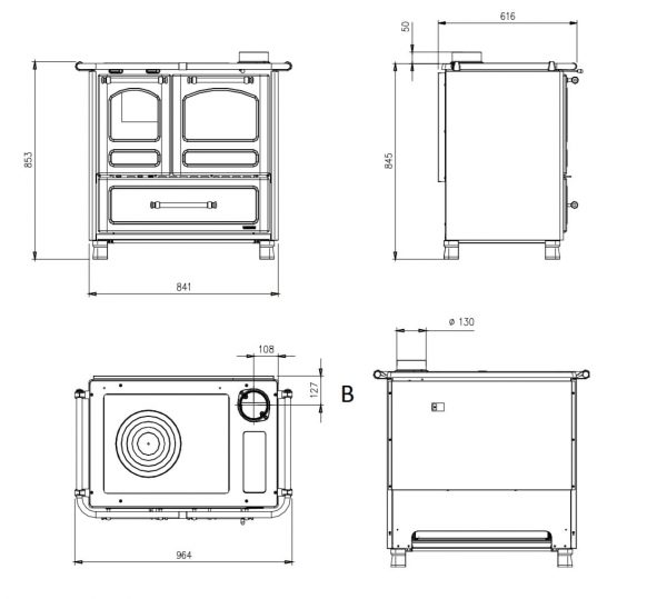 rysunek 600x539 - Kuchnia La Nordica FAMILY 4,5 czarna z nakrywą