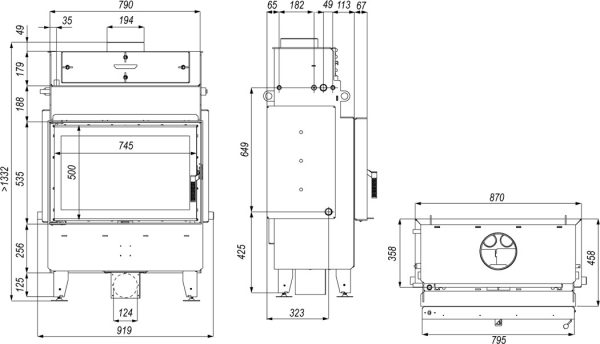 navi me 1 600x344 - Fireplace insert with a water jacket DEFRO Navi ME 17kW