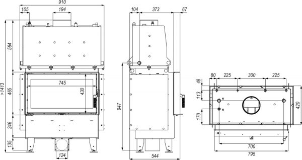 riva me 1 600x318 - Fireplace insert with a water jacket DEFRO RIVA ME SHORT 19kW