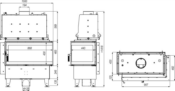 riva me bp 600x314 - Fireplace insert with a water jacket DEFRO RIVA ME BP SHORT 19kW