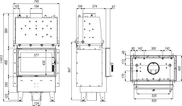 riva sm 600x351 - Wkład kominkowy z płaszczem wodnym DEFRO RIVA SM SHORT 16kW