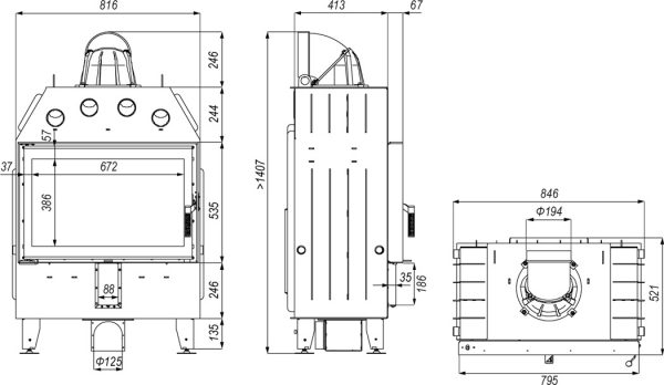 defro home prima me 600x348 - Fireplace insert DEFRO HOME INTRA ME 13kW