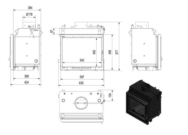 maja 8 pw deco 600x432 - Kominek z płaszczem wodnym Maja PW 8kW DECO