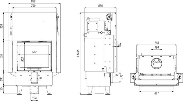 navi sm g 600x333 - Fireplace insert with a water jacket DEFRO Navi SM G 14kW