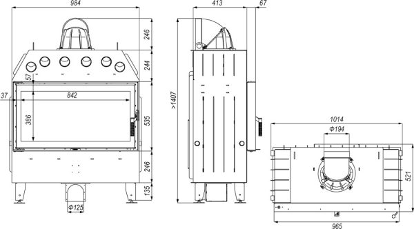 prisma la 3 600x332 - Fireplace insert DEFRO HOME INTRA LA 16kW