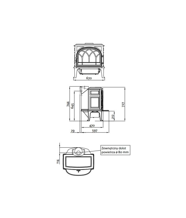 zeliwny piecyk jotul f 400 se 600x703 - Piecyk żeliwny na drewno Jøtul F 400 ECO SE