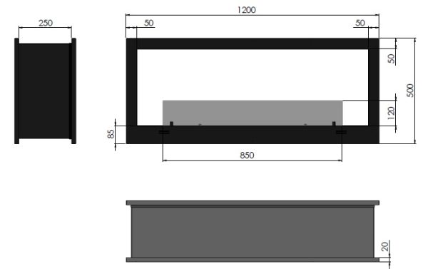 2side 1200 1 600x377 - Biokominek dwustronny do zabudowy  2 SIDE 1200