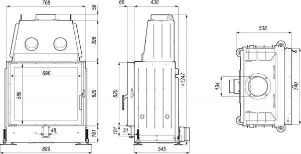 portal me 1 600x307 - Fireplace insert DDEFRO HOME PORTAL ME 12kW