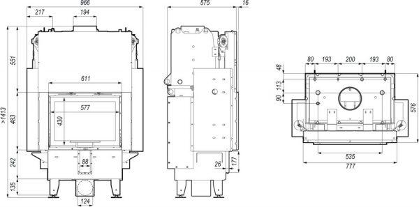 riva sm g rys 600x297 - Fireplace insert with a water jacket DEFRO RIVA SM G SHORT 16kW