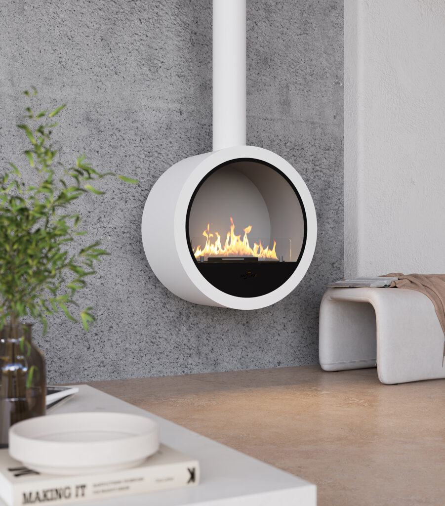 01 In Fire 2 close up 901x1024 1 600x682 - Ekskluzywny biokominek wiszący  Incyrcle