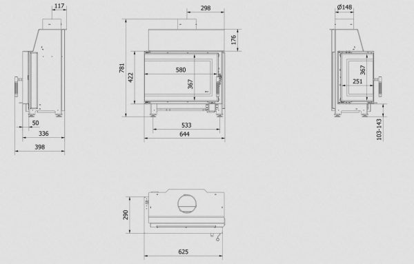 simple s bl 600x383 - fireplace insert SIMPLE S left BS