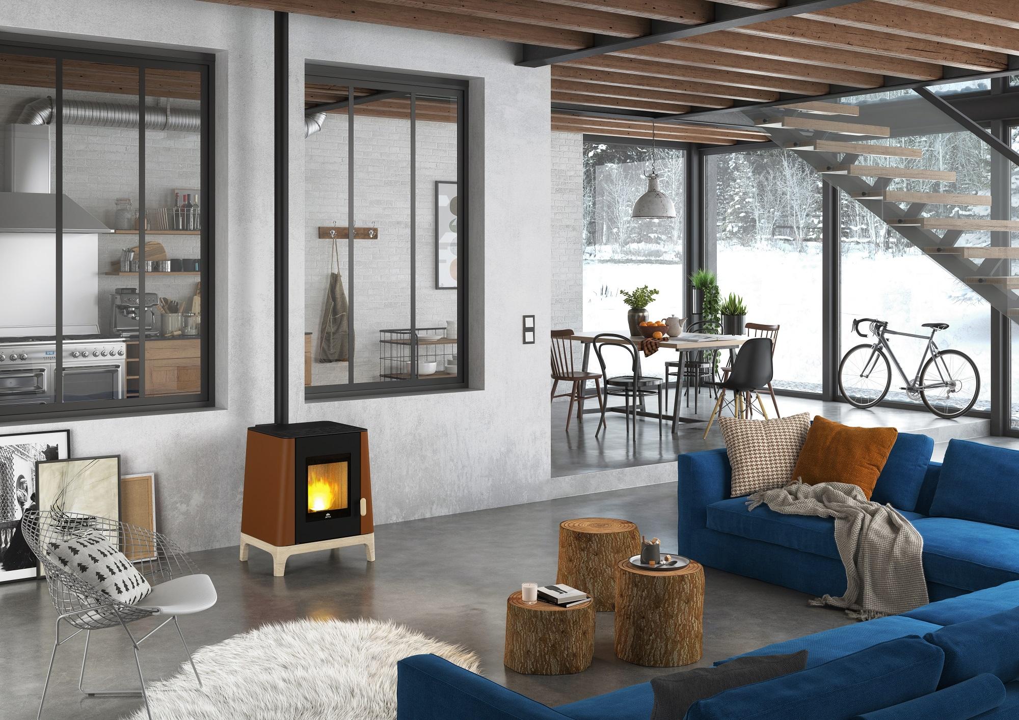 JØTUL PF 500 Acier corten ambiance small 600x424 - Kachle na pelety Jøtul PF 500