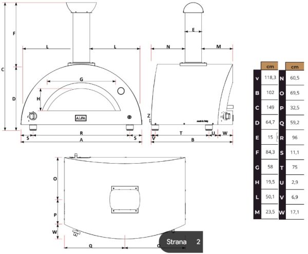 techmoderno 5 pizza 600x495 - Piec Hybrydowy do pizzy Alfa Forni MODERNO 5 na gaz i drewno czerwony antyczny