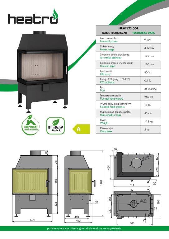 2020 06 08 katalog techniczny Heatro Part3 - Wkład kominkowy Hajduk Heatro 55L