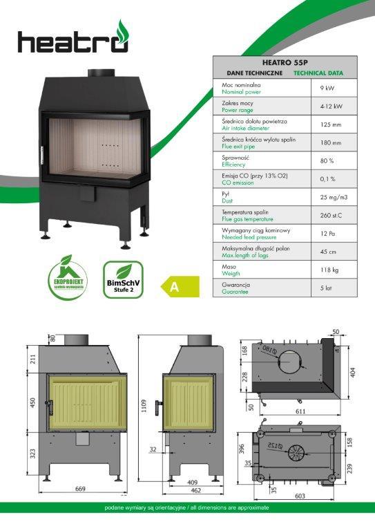 2020 06 08 katalog techniczny Heatro Part4 - Wkład kominkowy Hajduk Heatro 55P