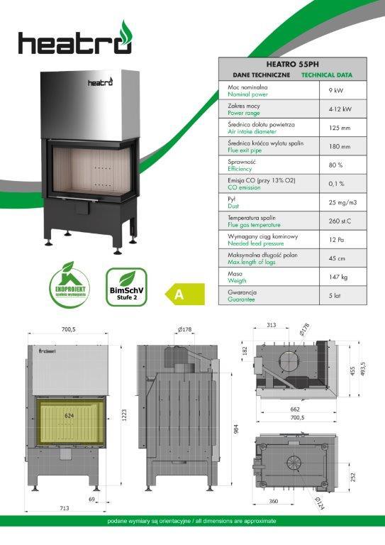 2020 06 08 katalog techniczny Heatro Part7 - Wkład kominkowy Hajduk Heatro 55PH