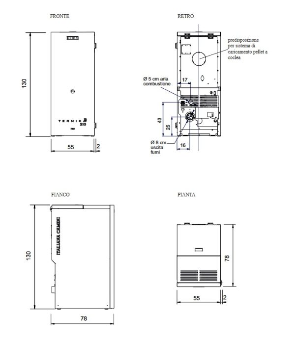 TERMIKA2 rysune 600x691 - Kocioł na pellet 24kW  Edilkamin Termika2