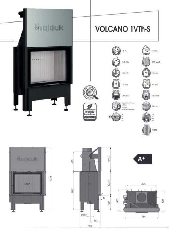 Kopia Volcano 1VTh S 600x826 - Hajduk Volcano 1VTHS fireplace insert