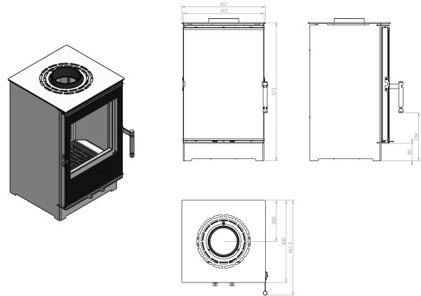 LYNX SMALL folder scaled 1 600x421 - Freestanding stove HITZE LYNX S black lined
