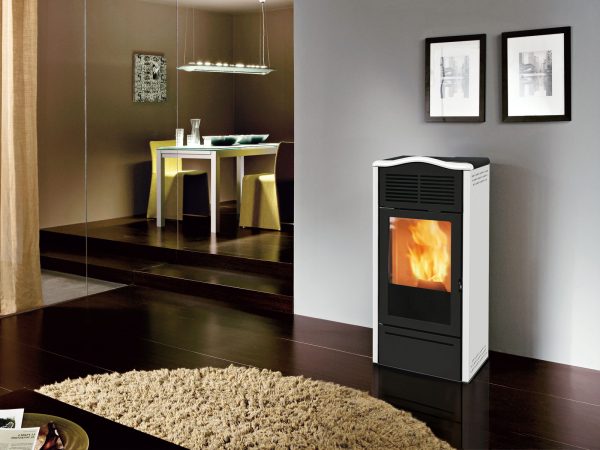 PIRO PLUS bianca 600x450 - Piecyk na pellet Italiana Camini Piro2  z rozrowadzeniem 9 kW