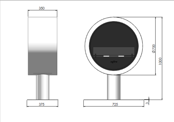 stasndwym 1 600x421 - Ekskluzywny biokominek na nodze Incyrcle STAND