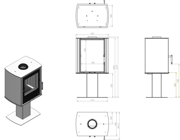 cane sf 4 600x467 - Freestanding stove HITZE CANE SF in a set with connection pipes