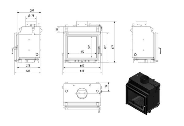 maja 8 pw 600x411 - Kominek z płaszczem wodnym Maja PW 8kW