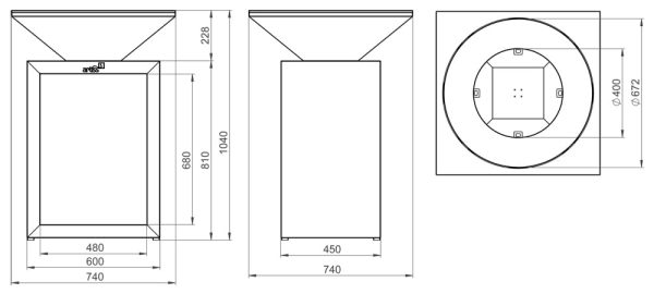 g8 basic wymiary 600x270 - Palenisko-grill ogrodowy Artiss G8 BASIC grafit