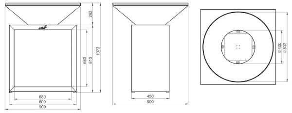 g8 wymiary 600x233 - Kamin und Gartengrill Artiss G8 Graphit