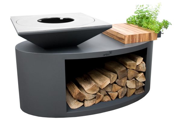 grill g3 corten blat drewniany 1 1 600x400 - Garden hearth grill Artiss G3 graphite