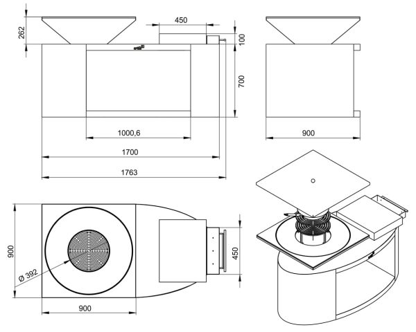 grill g3 schemat 600x480 - Garden hearth grill Artiss G3 corten