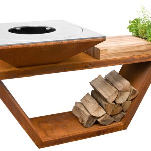 grill g4 corten blat drewniany 1 300x300 - Palenisko-grill ogrodowy Artiss G4 corten
