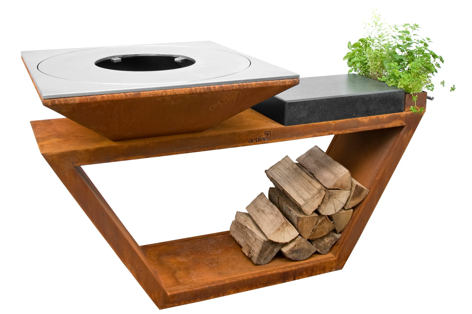 grill g4 corten blat kamienny 1 600x400 - Garden fireplace and grill Artiss G4 corten