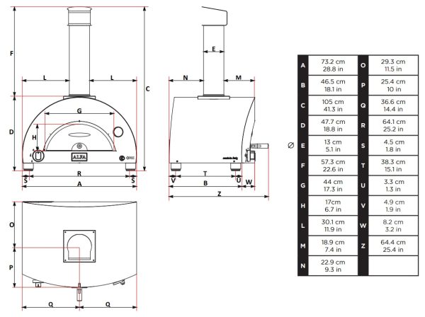 alfa pizza one gas tech 600x448 - Piec do pizzy Alfa Forni MODERNO 1 na gaz i drewno czerwony