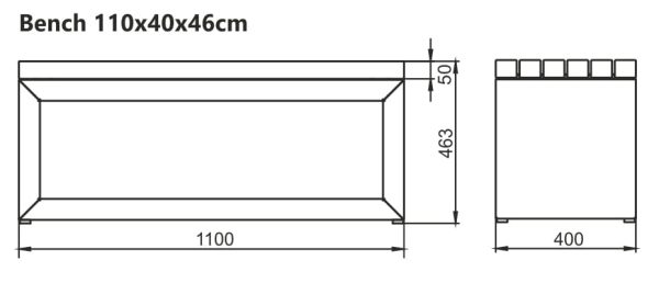 artiss lawka 110 wymiary 600x258 - Lavička Artiss 110x40x46cm corten